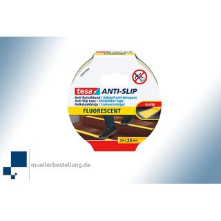 tesa® 55580 Anti-slip tape, fluorescent, 25 mm, 5 m