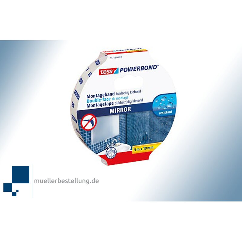tesa Powerbond 55733 Mounting tape mirror, 19 mm, 5 m
