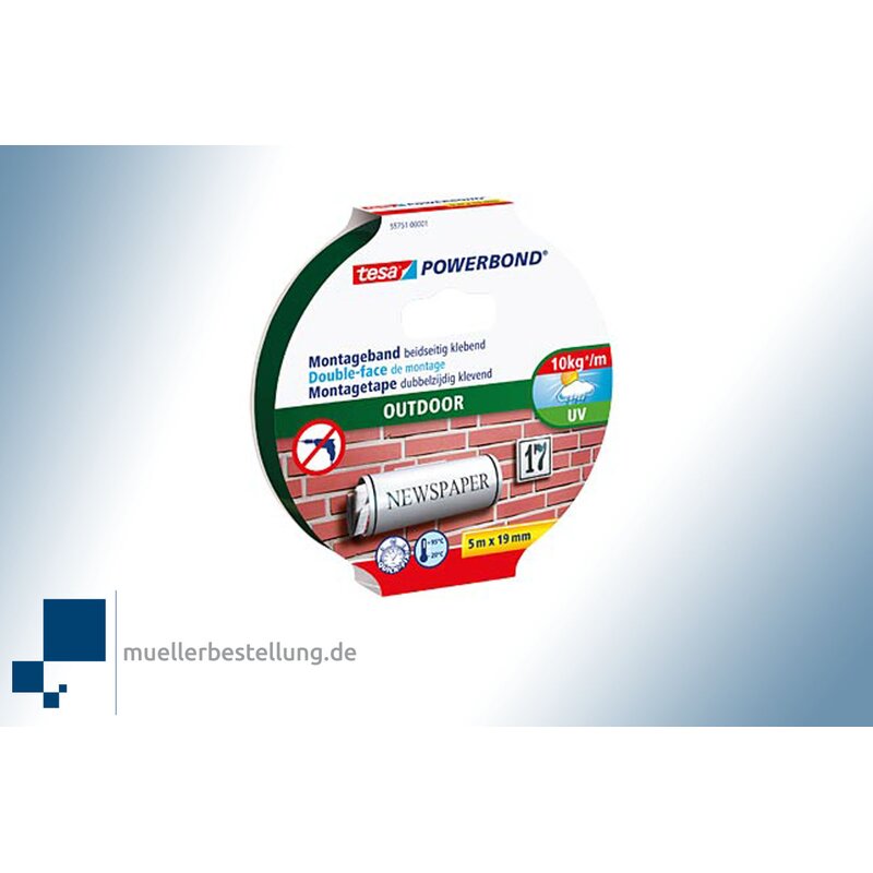 tesa Powerbond 55751 Mounting tape Outdoor, 19 mm, 5 m