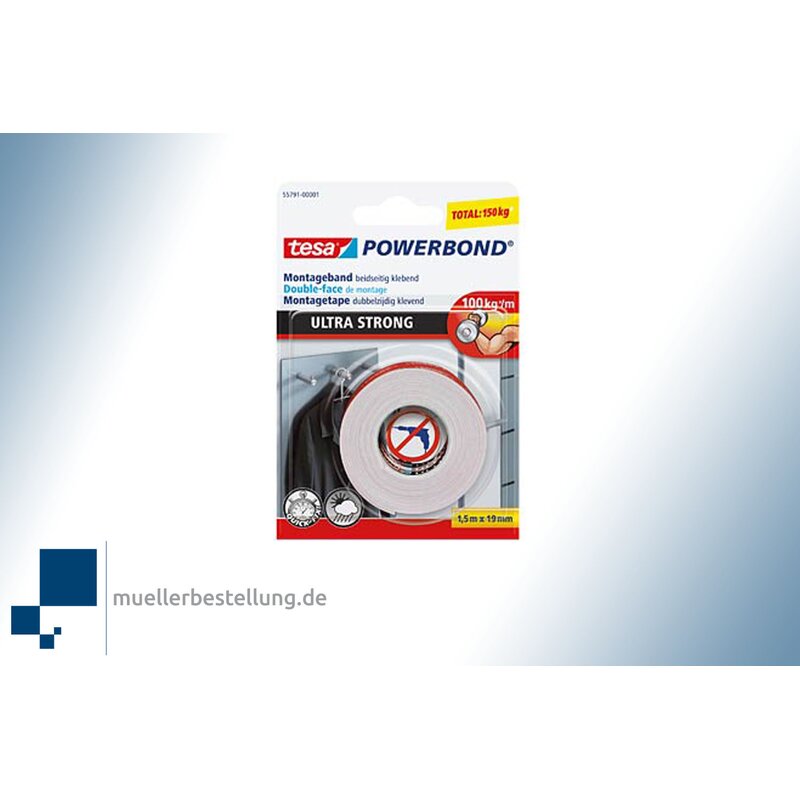 tesa Powerbond 55791 Mounting tape Ultra Strong, 19 mm, 5 m