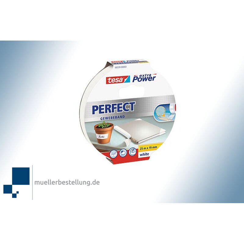 SPTESAGBP-19-25-WH TESA extra Power 56339 Gewebeband Perfect, wei, 19 mm, 25 m