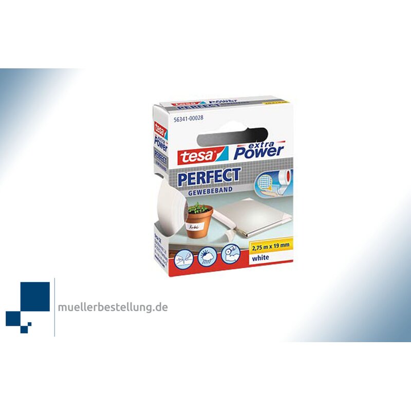 SPTESAGBP-19-2,75-WH TESA extra Power 56341 Gewebeband Perfect, wei, 19 mm, 2,75 m