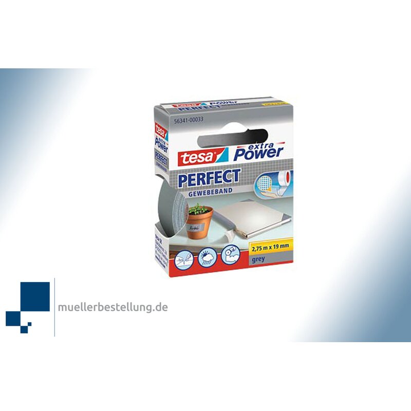 tesa extra Power 56341 Perfect fabric tape, grey, 19 mm, 2.75 m