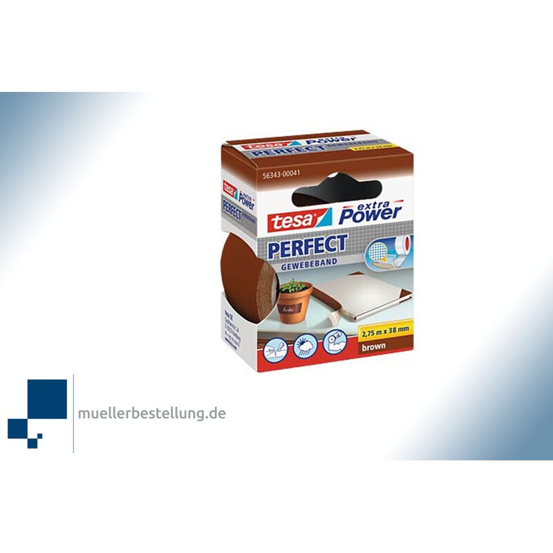 tesa extra Power 56343 Perfect fabric tape, brown, 38 mm, 2.75 m