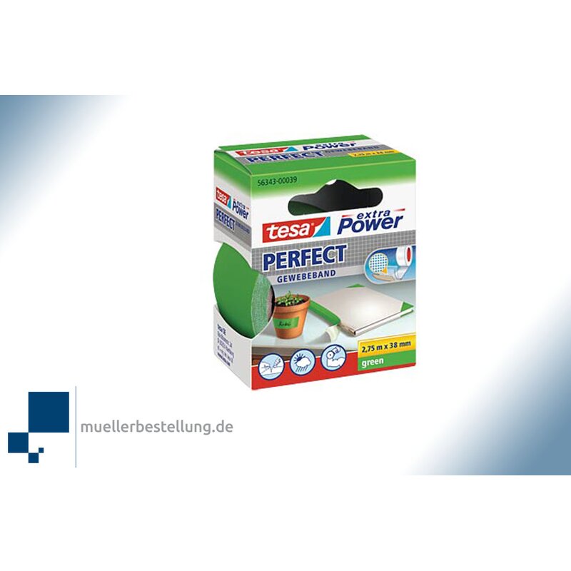 tesa extra Power 56343 Perfect fabric tape, green, 38 mm, 2.75 m