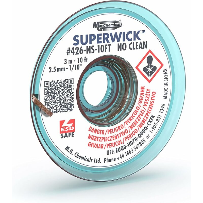 MG Chemicals - Superwick - #4 Blue, Static Free, No Clean, 2.5 mm - 1/10