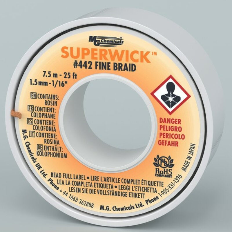 MG Chemicals - Superwick - #2 Yellow, Fine Braid, 1.5 mm - 1/16