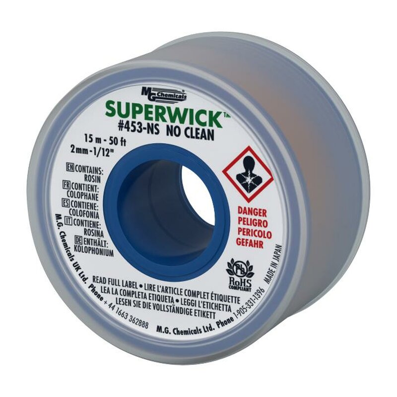 453-NS MG Chemicals 453-NS Superwick - Grn, feines Geflecht, No-Clean, 2,0 mm - 1/12