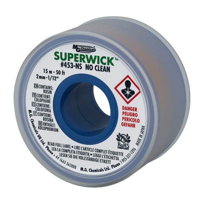 MG Chemicals - Superwick - #3 Green, Fine Braid, No Clean, 2.0 mm - 1/12