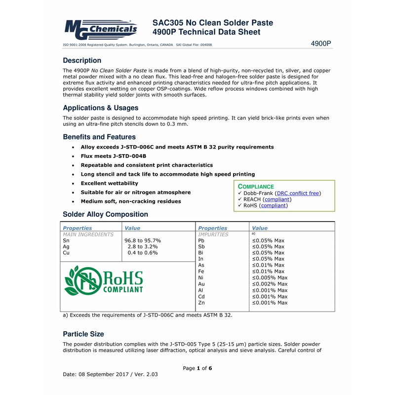 MG Chemicals - Lead Free Solder Paste, SAC305, No Clean (Keep Refrigerated)