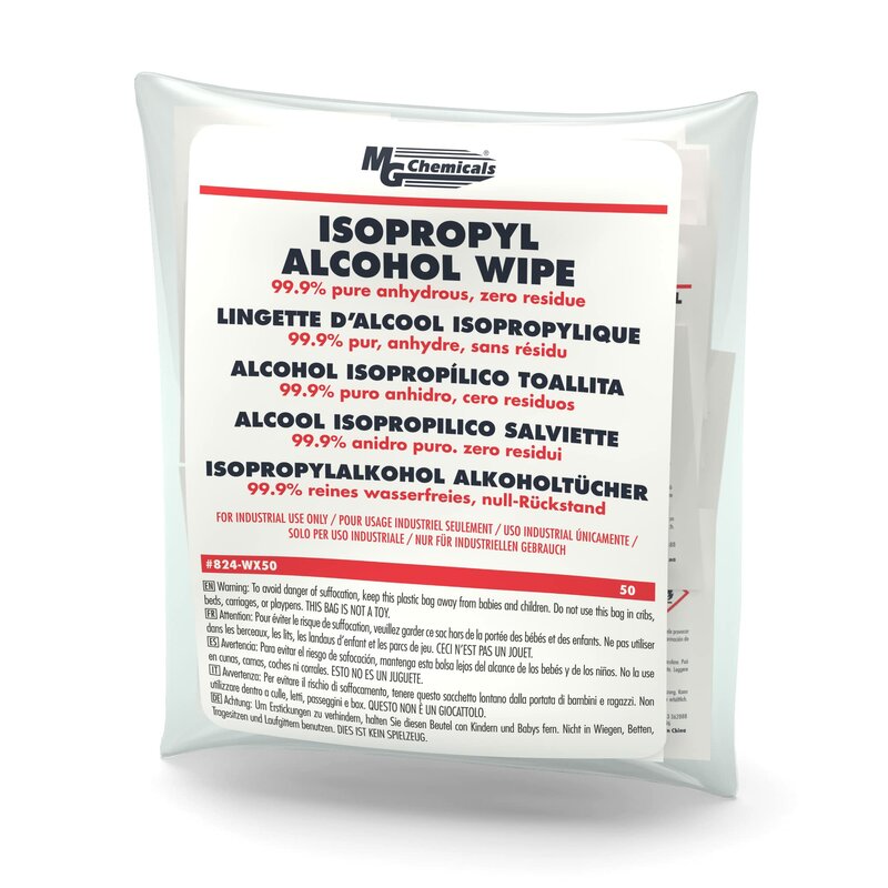 MG Chemicals - 99.9% Isopropyl Alcohol Wipe - Individual Packs