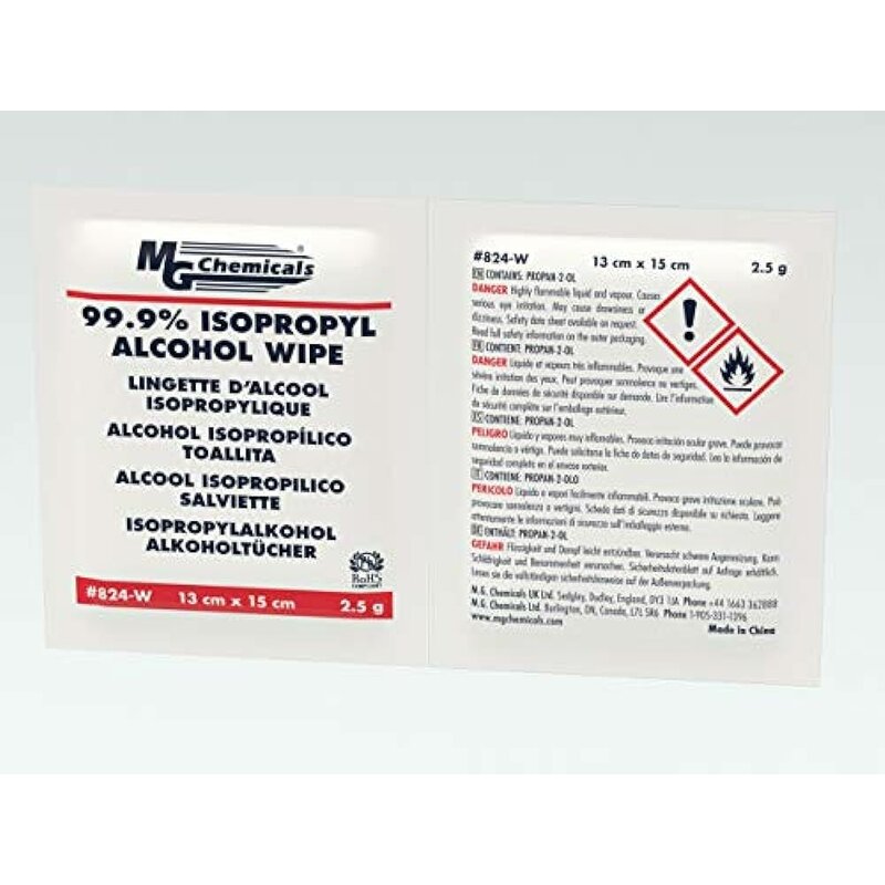MG Chemicals - 99.9% Isopropyl Alcohol Wipe - Individual Packs