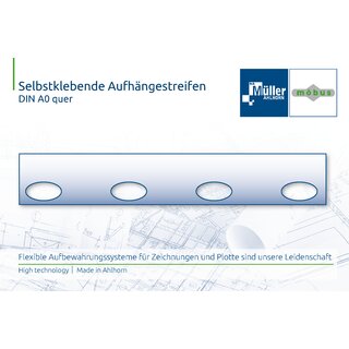 Selbstklebende Aufhängestreifen in passenden Längen...