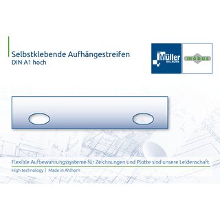 Selbstklebende Aufhängestreifen Kunststoff DIN A1 hoch...