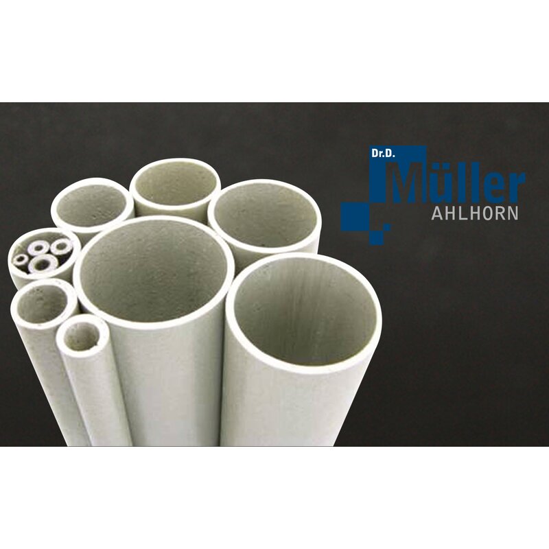 GRP-tube white (Polyester), 24,3 x 20,3 x 1500 mm  Round pipe Glass fiber pipes Polyester resin Polyester GRP