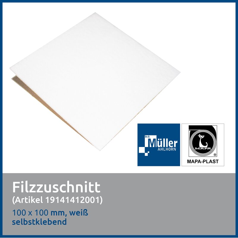 MAPA-PLAST Filzzuschnitt 100 x 100 mm, Wei, 1 Stck
