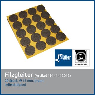 MAPA-PLAST Anti-Rutsch-Pads 20 mm und 20 x 20 mm, Schwarz, 16