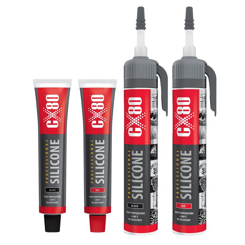 CX80 Silikondichtung Hitzebestndig Dichtmasse Hochtemperatur +380C Schwarz/Rot
